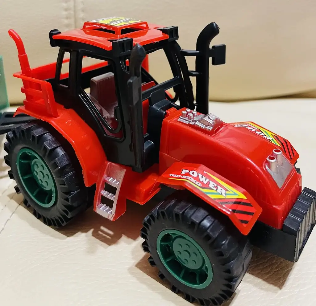 Игрушечный пластиковый трактор с прицепом и животными Farm Tractor Hot power (077871) Красный с зеленым - фото 9