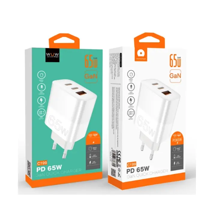 Мережевий зарядний пристрій WUW-C199 PD65W+PD20W+QC18W GaN C білий - фото 2