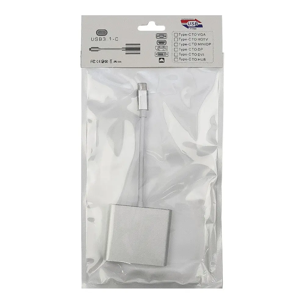 Мульти адаптер хаб Type-CHDMI + USB3.0 + Type-C білий - фото 3