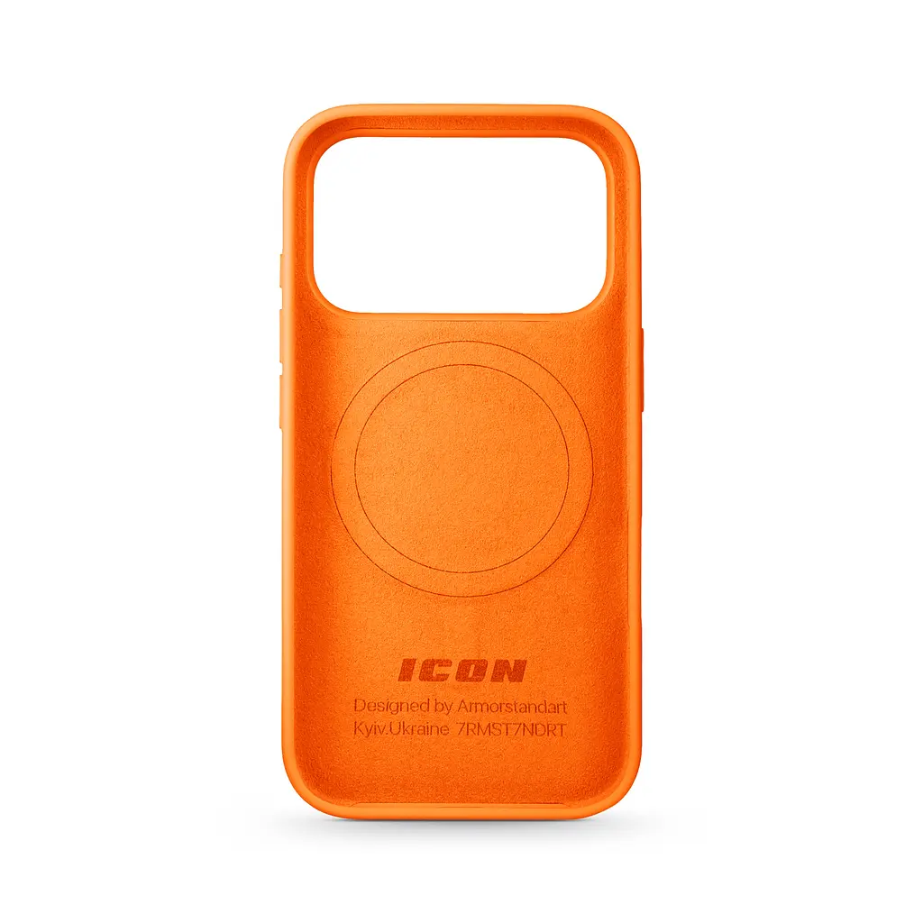 Силиконовый чехол с MagSafe для Apple iPhone 17 Pro, ICON2 MagCase, оранжевый, противоударный, панель с мягкой подкладкой, защита всего корпуса, поддержка беспроводной зарядки, совместим с защитными стеклами и пленками, ArmorStandart (ARM86677) - фото 2