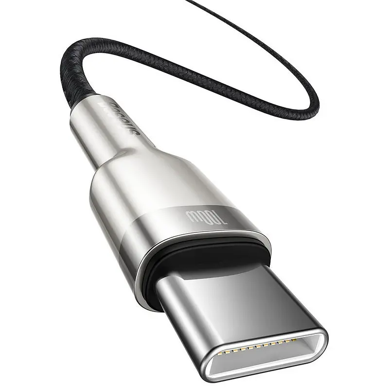 Дата кабель Baseus Cafule Metal Type-C to Type-C 100W (1m) (CATJK-C) Чорний - фото 3