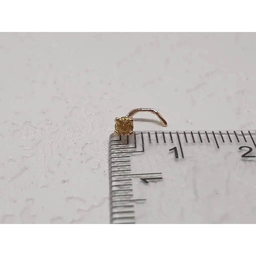 Золота сережка-пірсинг Dear в ніс Dear с фіанітом. 1017.3 Жовтий - фото 3