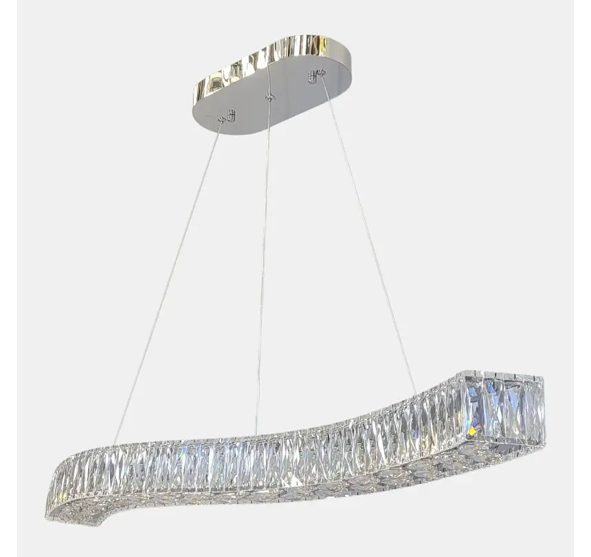 Світлодіодна люстра підвісна Artlight 8220-1000LCH з хвилеподібним кришталевим корпусом, 63W - фото 3
