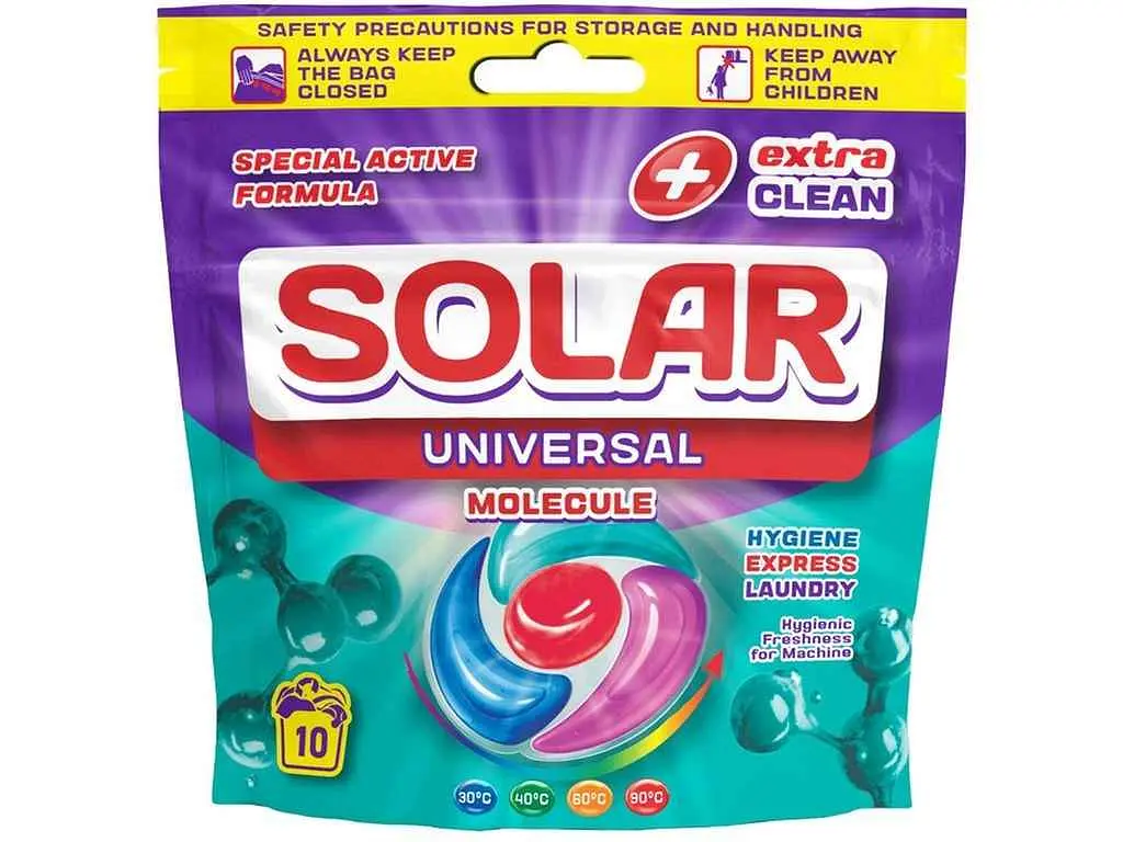 Капсули для прання SOLAR 10шт універсальні Universal MOLECULE