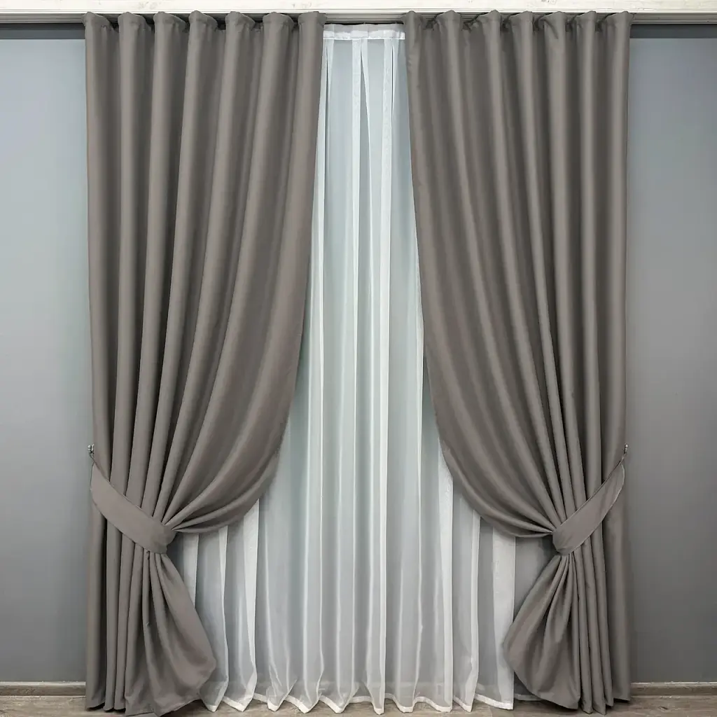 Комплект штор VR-Textil Midnight блэкаут 2 шт 100x295 см серый (1228ш) - фото 2