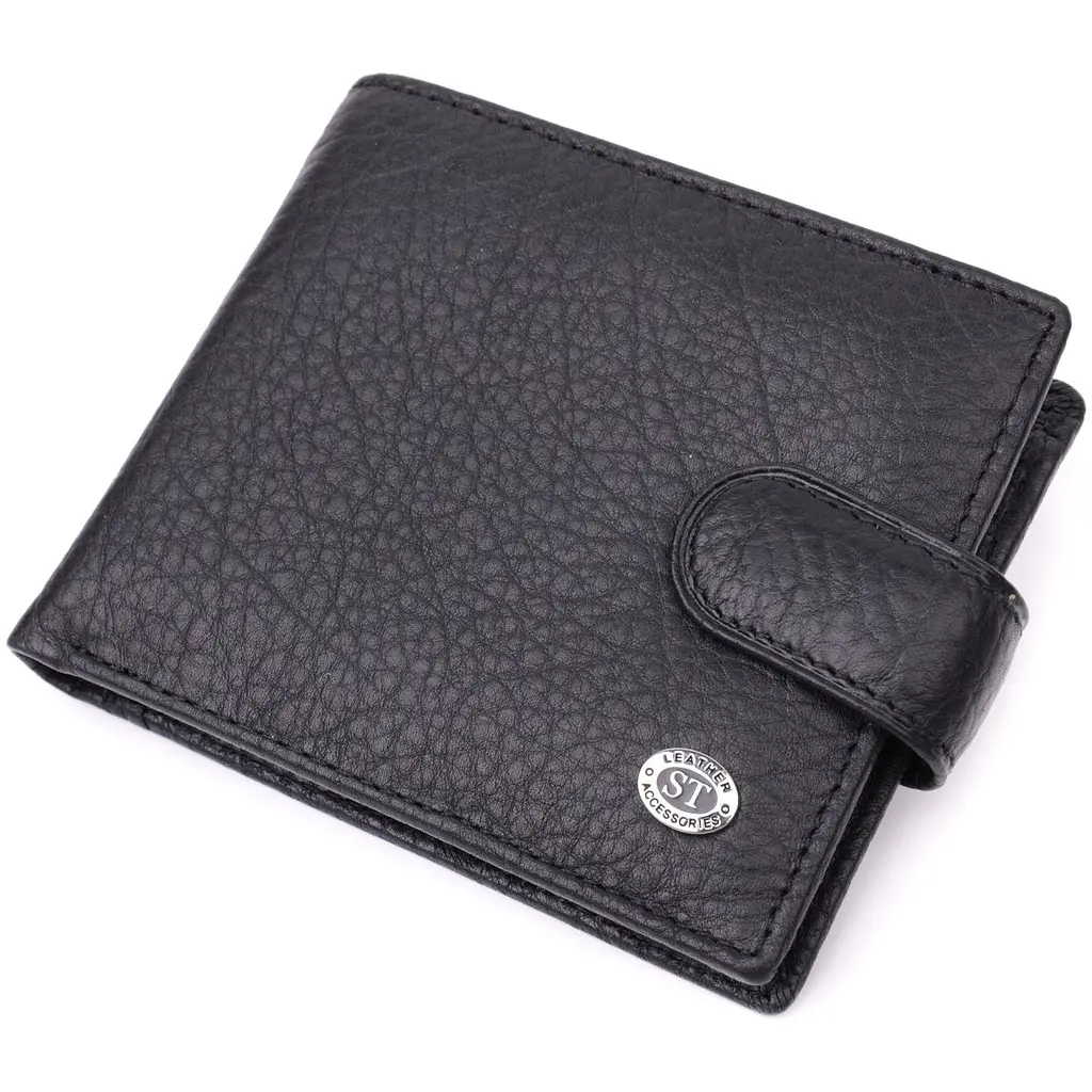 Чоловічий гаманець зручного розміру ST Leather 22471 чорний - фото 5