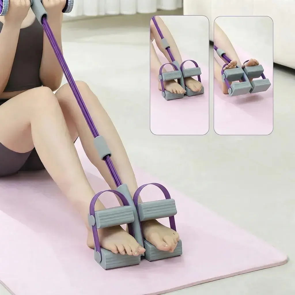 Фитнес эспандер 3 в 1 для тренировок Pedal Puller з роликом 52 х 25 х 7,5 см 4 посилені трубки - фото 2
