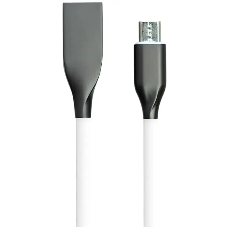 Кабель PowerPlant CA910731 Silicon cable USB - micro USB 2м White