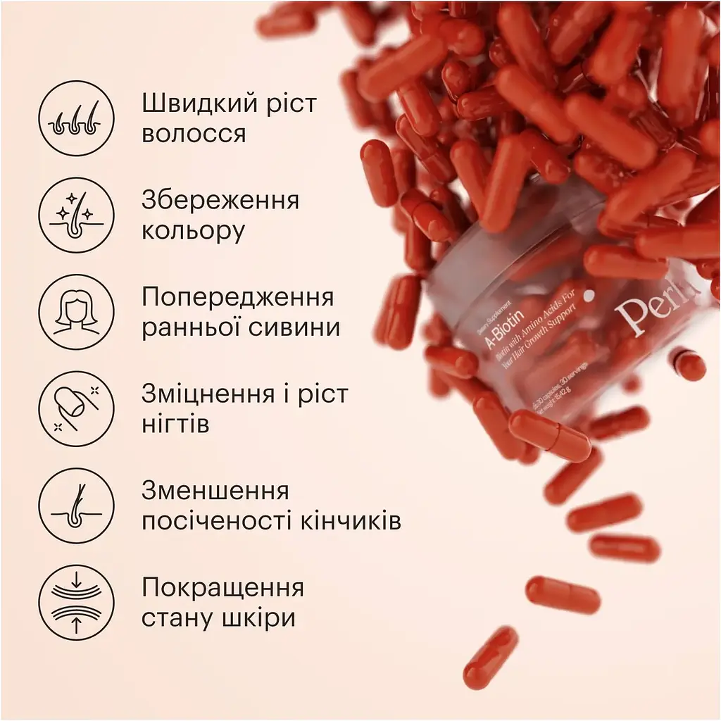 Дієтична добавка Perla Helsa A-Biotin Біотин + Амінокислоти 30 капсул - фото 5