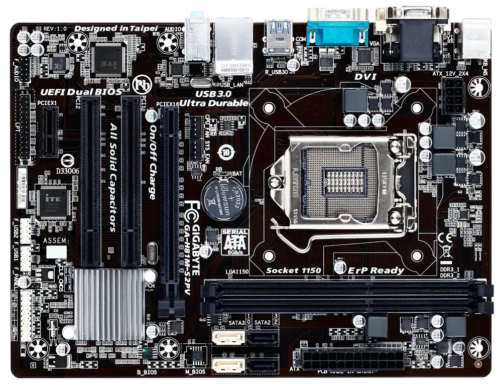 Материнська плата Gigabyte GA-H81M-S2PV LGA 1150 (GA-H81M-S2PV) Б/В