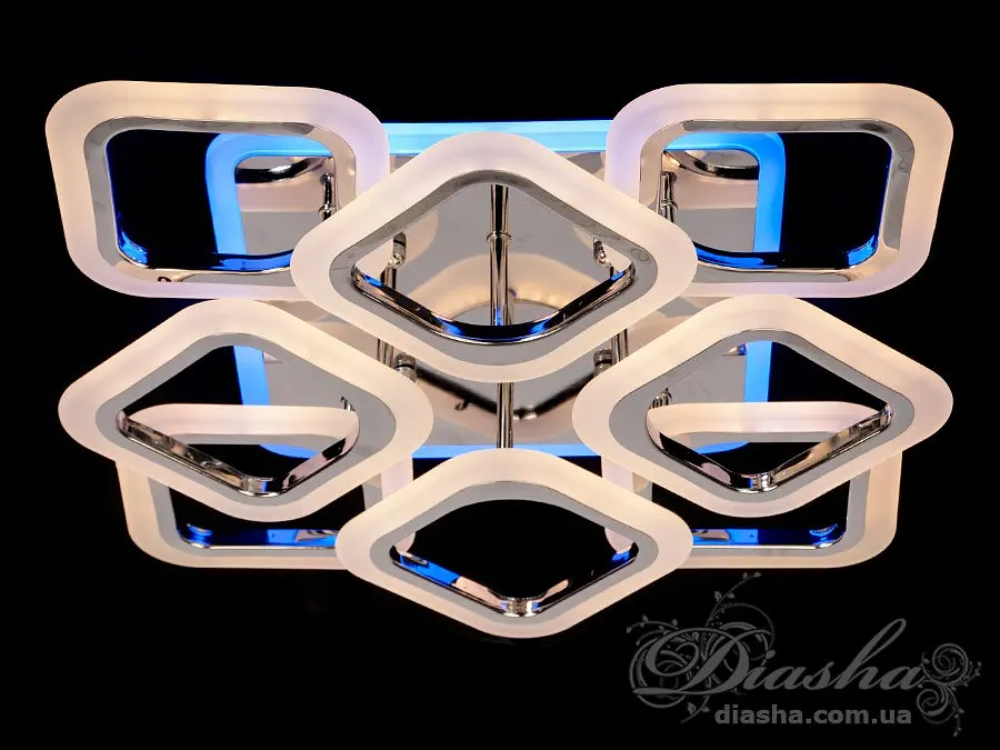 Люстра стельова LED Diasha AS8060/4+4HR, 110W, 3200K-6500K, хром, сучасний стиль для дому - фото 2