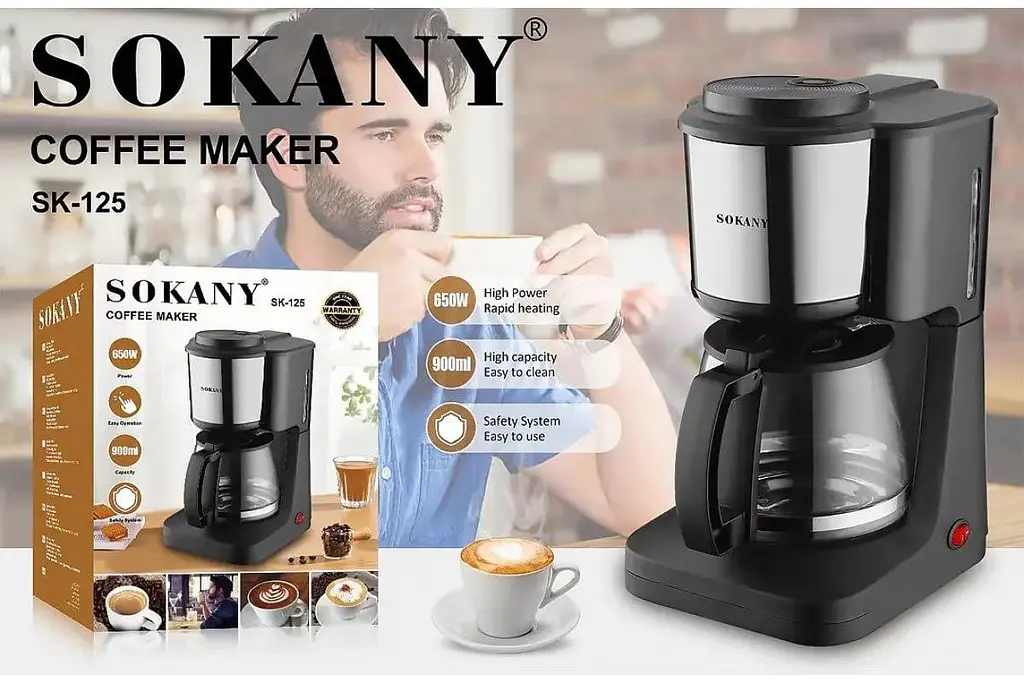 Крапельна кавоварка Sokany Coffee Maker 900 мл 650 Вт SK-125 - фото 2