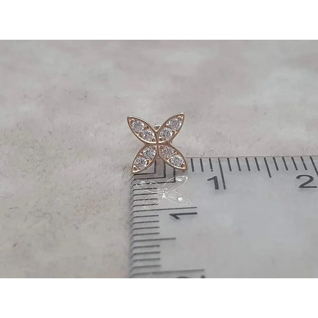 Золотые серьги-пуссеты Ameris Клевер с фианитами. 210100 - фото 5