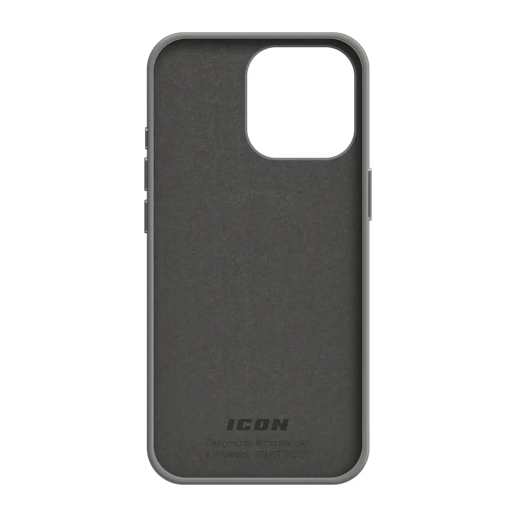 Силиконовый чехол для Apple iPhone 15 Pro, ICON2 Case, серый, противоударный, панель, защита всего корпуса, матовая поверхность Soft Touch, выступает над дисплеем, совместим с защитными стеклами и пленками, с микрофиброй, ArmorStandart (ARM70521) - фото 2