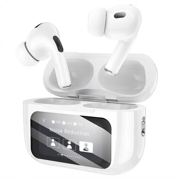 Наушники беспроводные TWS Borofone BW76 Brocade true wireless ANC noise Белые - фото 3