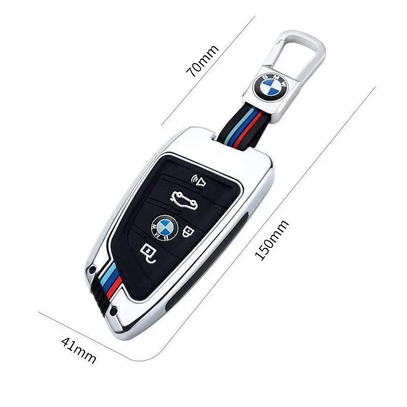 Чохол ключа BMW графітовий матовий з декоративними смужками у стилі BMW M карабін (метал) - фото 4