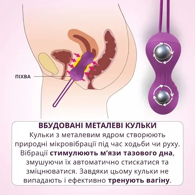 Набір вагінальних кульок I’MCUM Kegel Fit з віброкулькою та пультом управління Фіолетовий 4 шт (IM-KGE204) - фото 6