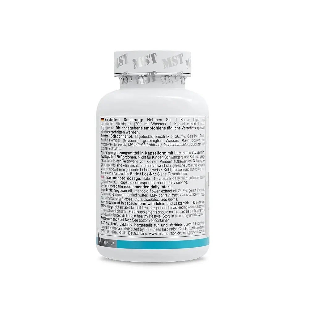 Лютеїн Lutein 40 mg, 120 капсул з екстракту квіток чорнобривця MST Nutrition vit0004279 - фото 3