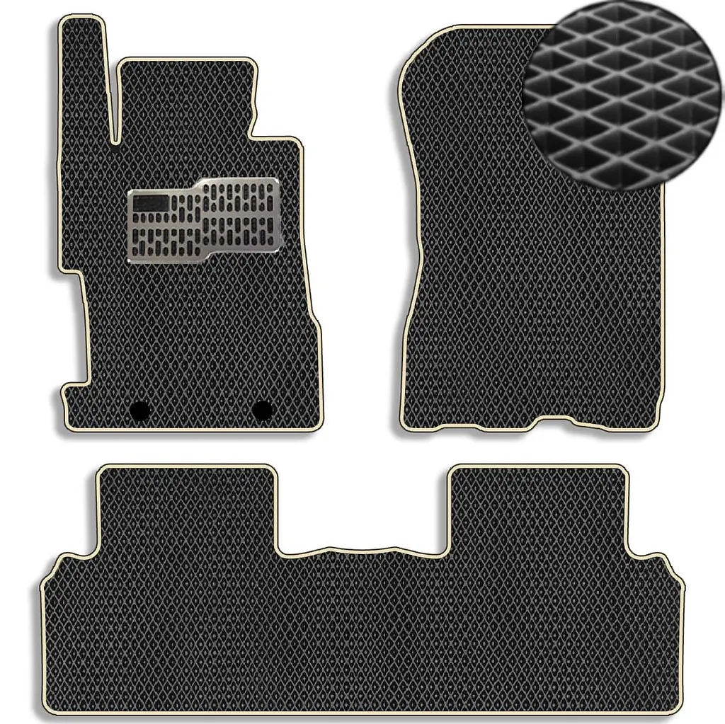 Килимки в салон EVA для Honda Civic 8 Седан 4D 2006-2011 з підп'ятником Чорні-Бежовий кант 5 шт