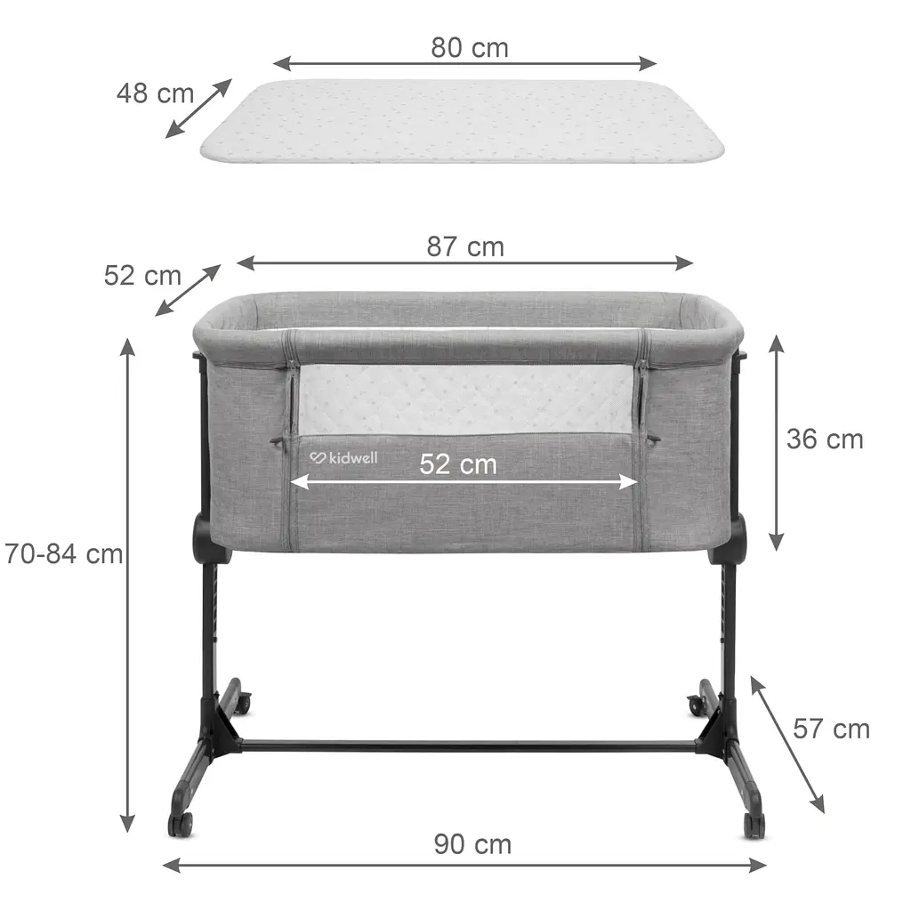 Приставная кроватка Kidwell Snuzzy Light Grey - фото 9