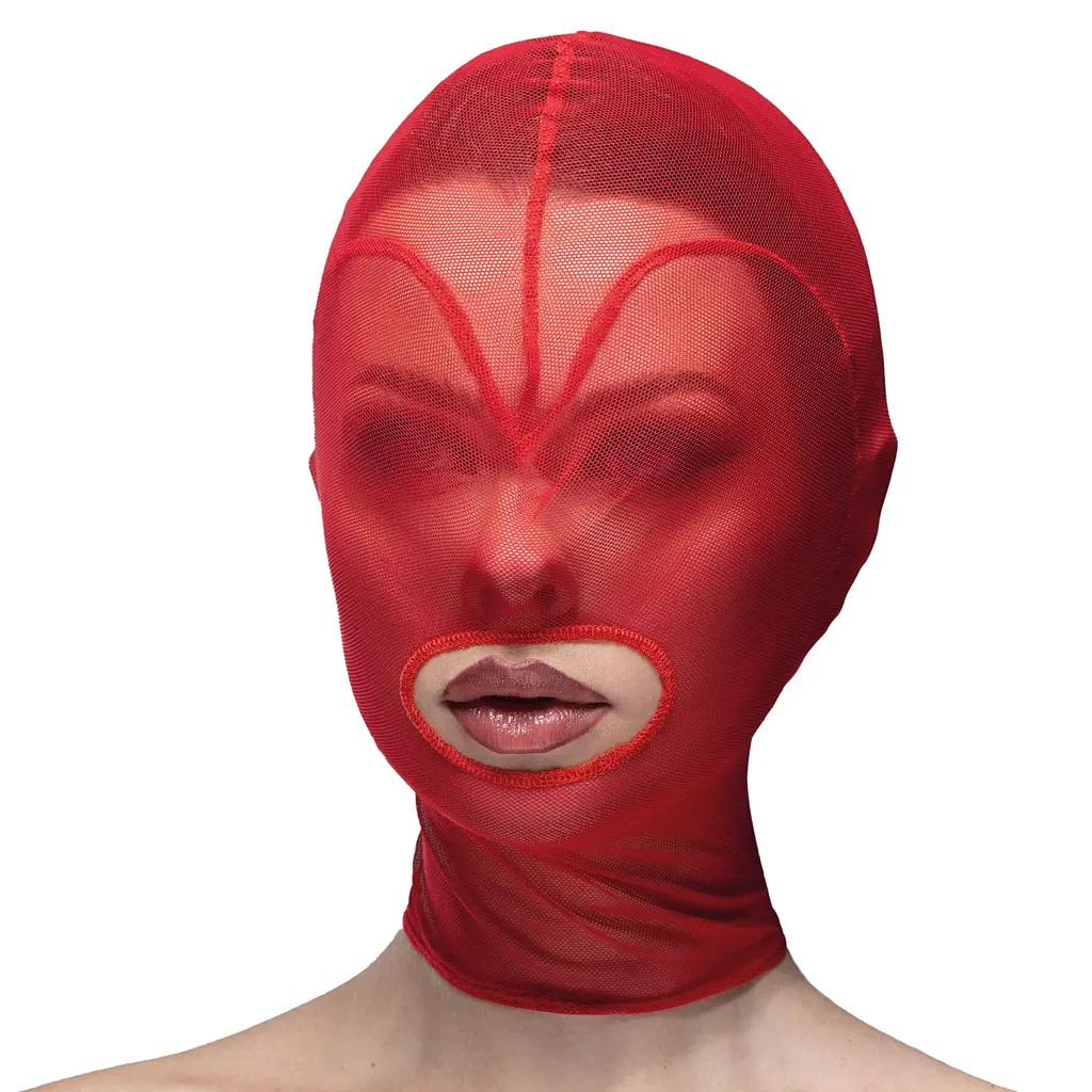 Маска сітка з відкритим ротом Feral Feelings Hearts Mask Red/Red