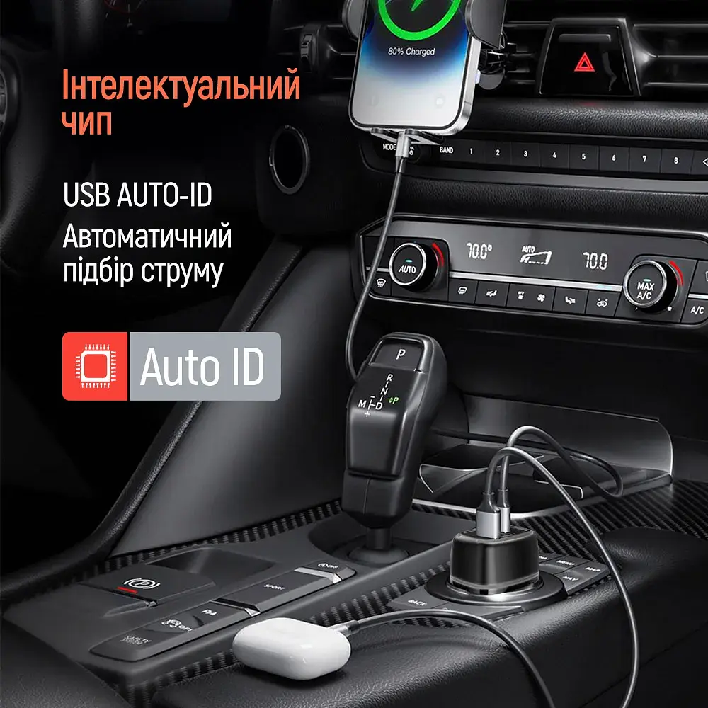 Зарядний пристрій ColorWay USB-C PD65W + USB QC3.0 car adapter (CW-CHA068PD-BK) - фото 10