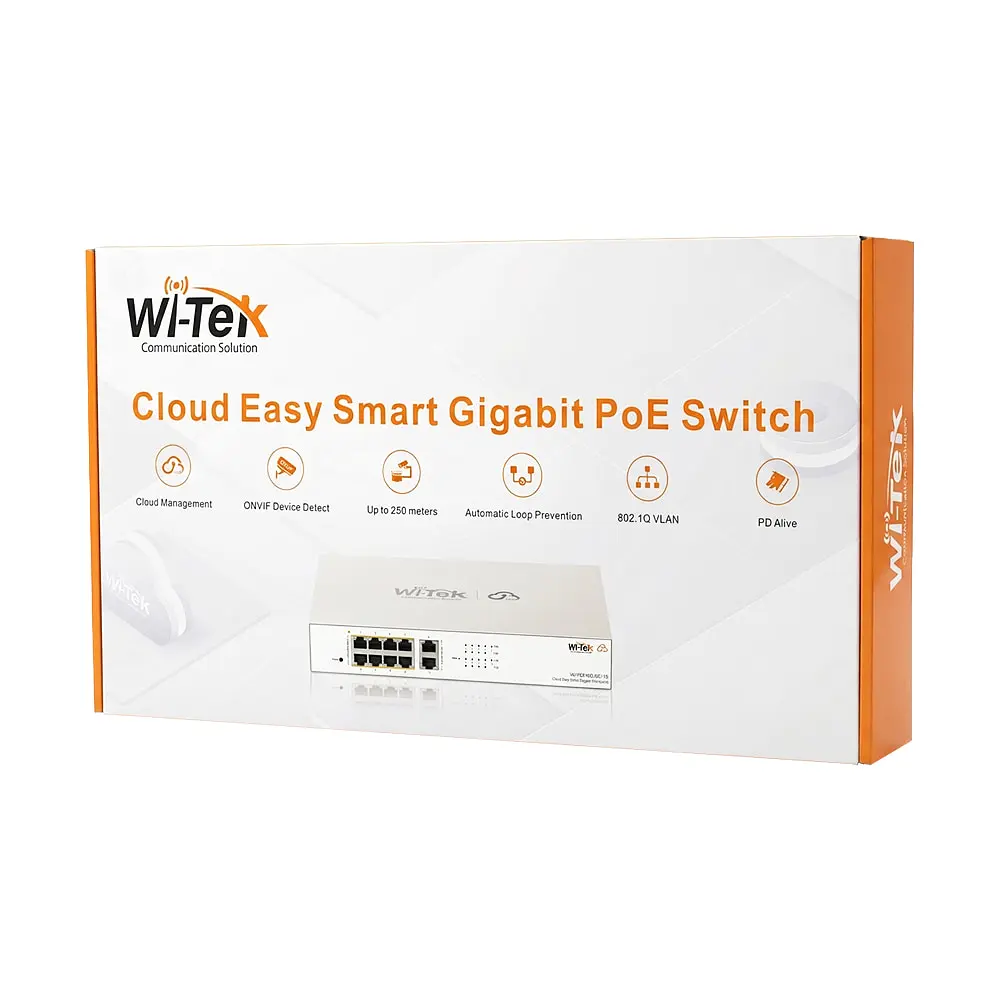 PoE-комутатор 10-портовий керований Wi-Tek WI-PCES310G гігабітний 8x1000Mbps PoE+, 2x1000Mbps Uplink, 110W, Cloud, ONVIF (73-00252) - фото 10