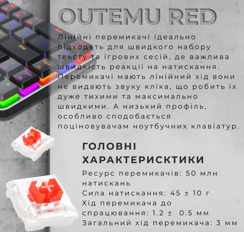 Клавиатура игровая механическая беспроводная GamePro MK-122R 2.4G Wireless Red Swich Low Profile Dark Gray - фото 4