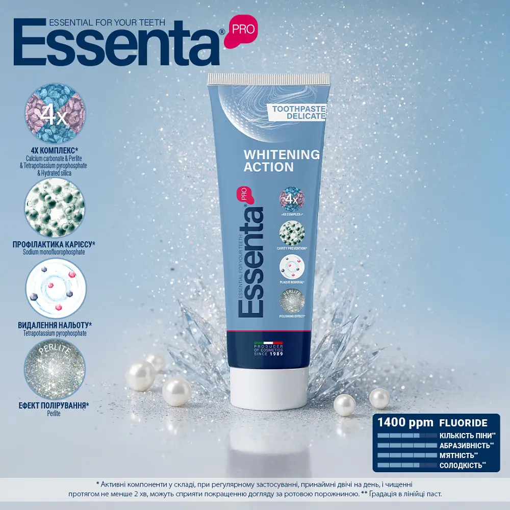 Зубна паста Essenta Pro Whitening Action 75 мл - фото 4