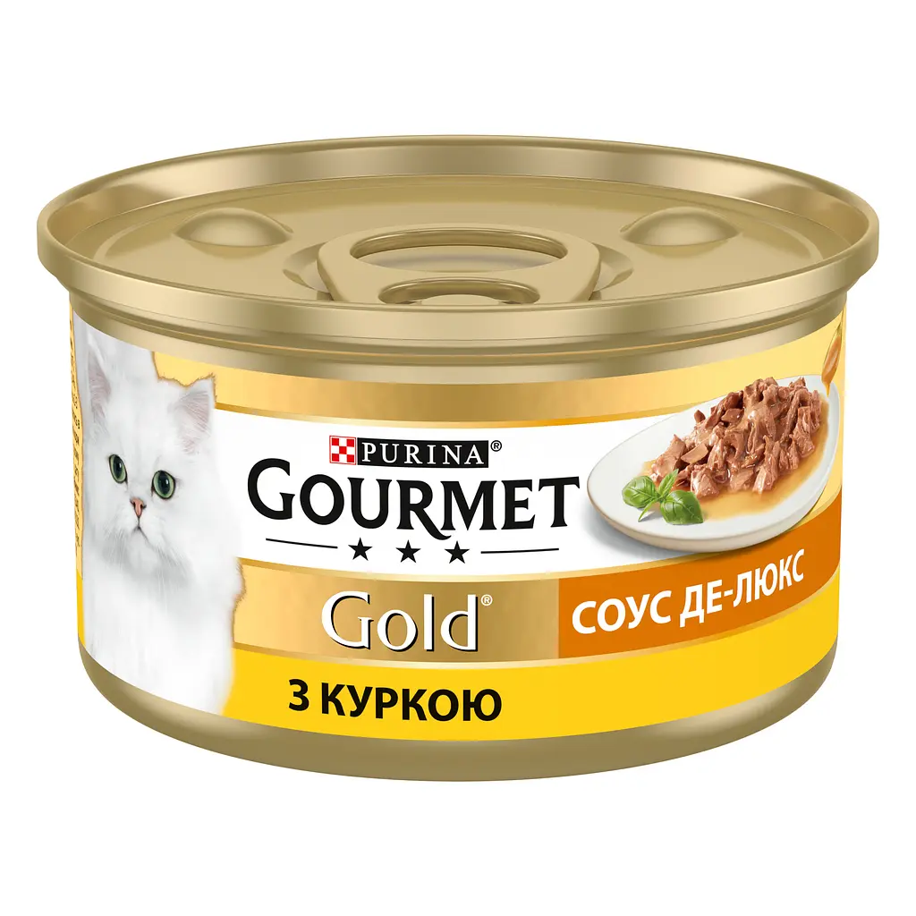 Упаковка вологого корму для котів Gourmet Gold Соус де-люкс з куркою 1.02 кг (85 г x 12 шт.) - фото 3
