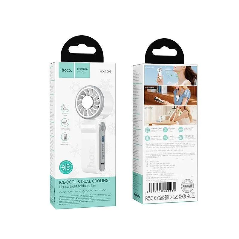 Вентилятор HOCO Ice pack series lightweight foldable fan HX604 |6.5h Max, 3 Levels, 60dB| - фото 2