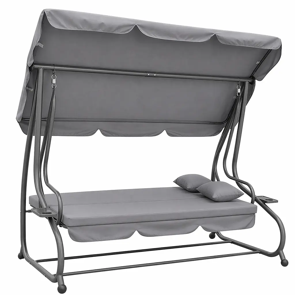 Садова гойдалка 230см до 350кг 4P Garden Comfort чотиримісна, розкладна, з подушками та підстаканниками - фото 2