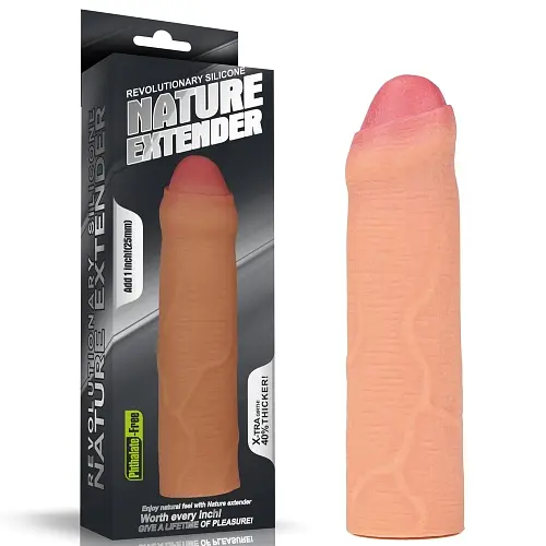 Силіконова насадка-подовжувач Lovetoy Revolutionary Silicone Nature Extender, +2.5 см (тілесний) - фото 5