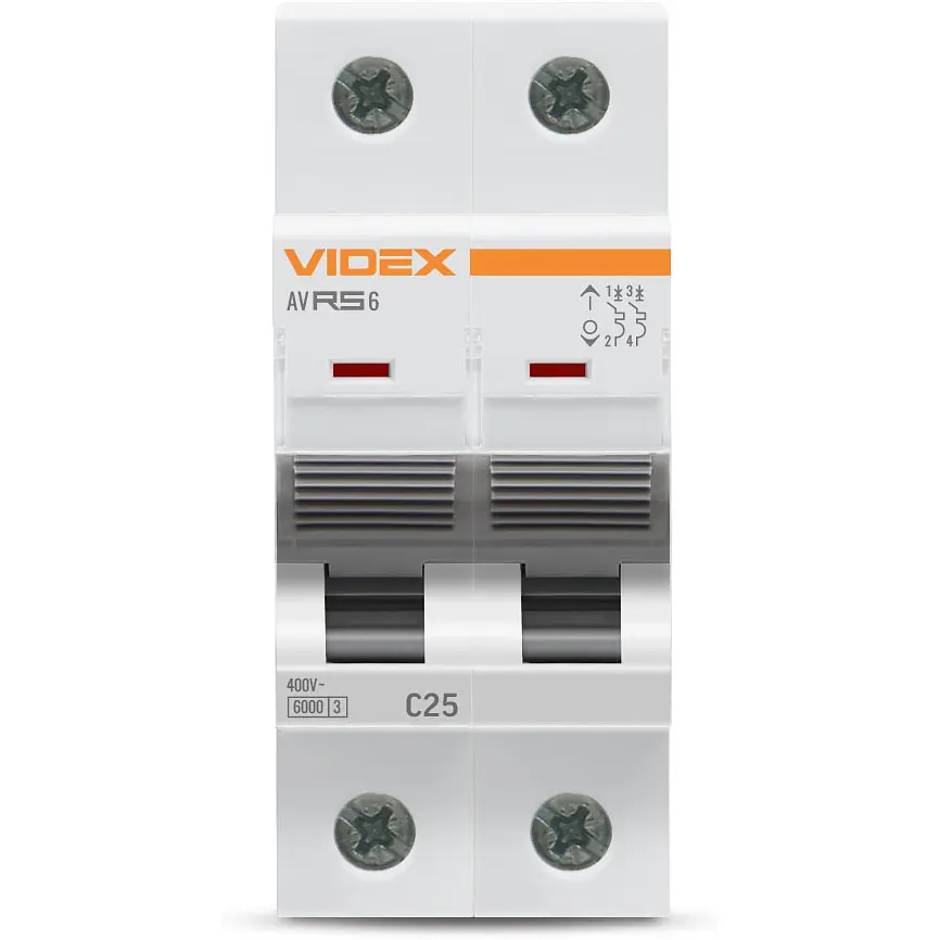 Автоматичний вимикач RS6 2п 25А 6кА С VIDEX RESIST (VF-RS6-AV2C25) - фото 2