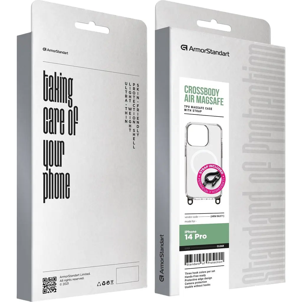 Чохол ArmorStandart Crossbody Air MagSafe Rope для Apple iPhone 14 Pro Clear (ARM86371) [169782] - фото 2