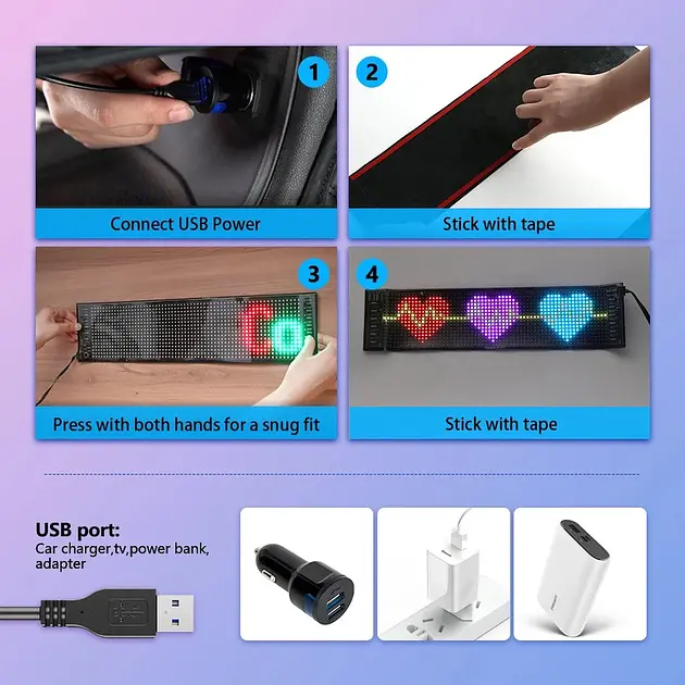 Гнучкий екран LED Matrix Panel APP Wi-Fi RGB 120 x 595 мм - фото 6