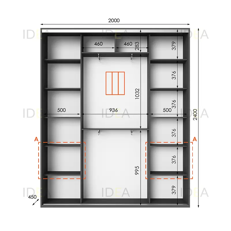 Шафа-купе Idea серія 3 200 x 45 x 240 см Антрацит - фото 2