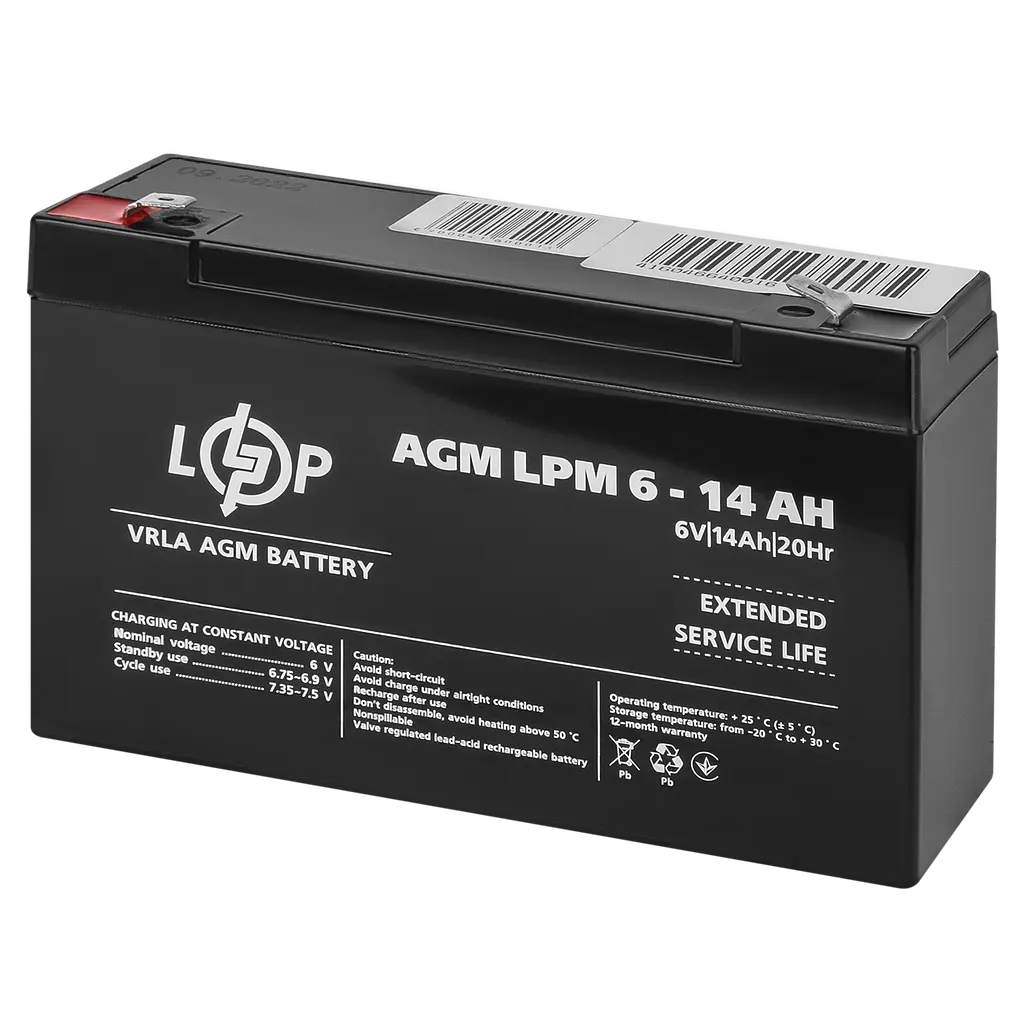 Акумулятор AGM LPM 6V - 14 Ah - фото 4