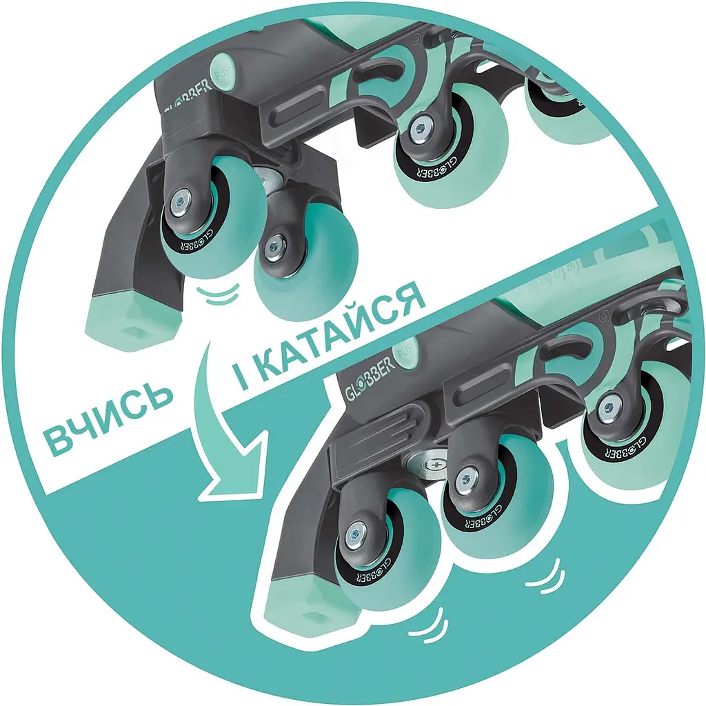Роликовые коньки Globber Learning Skates 2 в 1 р.30-33 мятно-зеленые (783-206) - фото 15