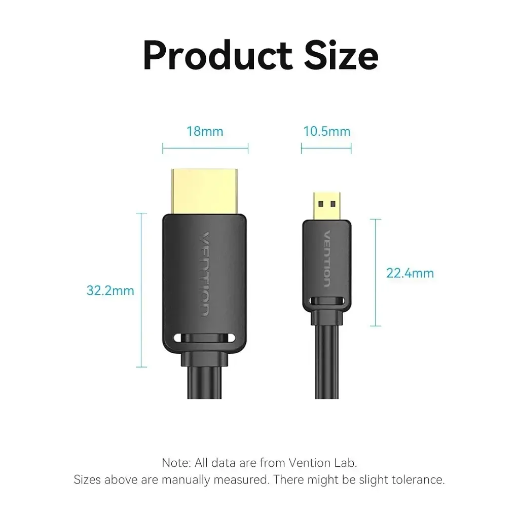 Кабель мультимедійний HDMI M to HDMI micro M 1.0m 4K60Hz black Vention (AGIBF) - фото 3