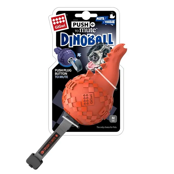 Іграшка для cобак Gigwi Dinoball Динозавр зі звуком, що вимикається 14 см - фото 6