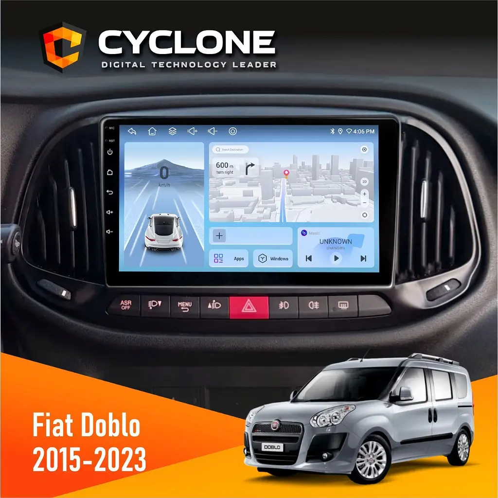 Штатна магнітола Fiat Doblo 2015-2023 Cyclone C9-012 4x64, DSP, 4G Cyclone (НФ-00008713)