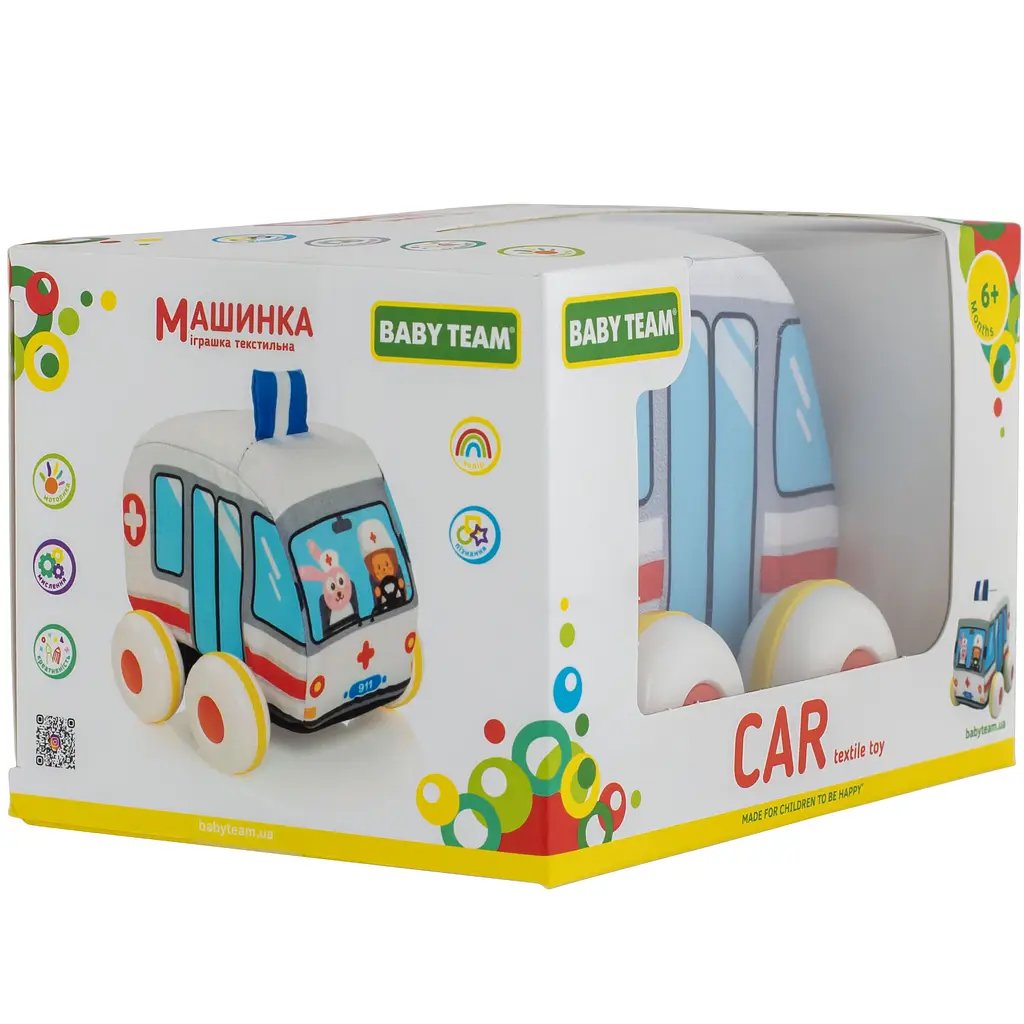 Іграшка текстильна Baby Team Машинка Швидка допомога (8420) - фото 5