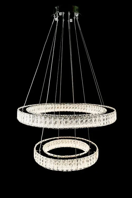 Підвісна світлодіодна люстра Splendid Ray L8045/400+600/2 LED (CH+clear), 2 кільця, хром, 40-60 см - фото 4