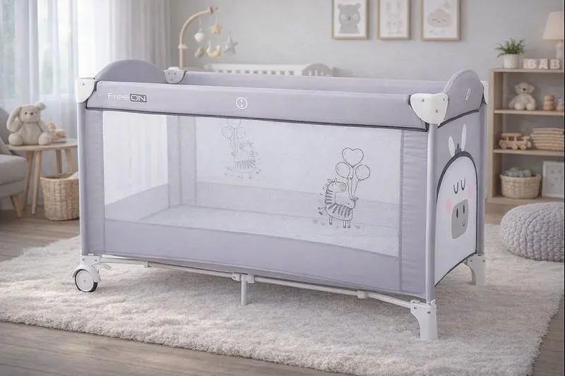 Детская кроватка-манеж FreeON Balloon zebra, grey - фото 2