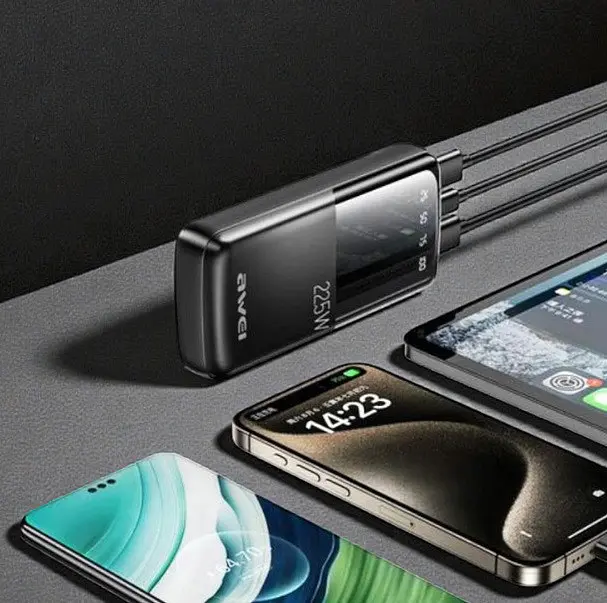 Повербанк Power Bank AWEI P13K портативна батарея зі швидкою зарядкою 22.5W 20000 mAh Чорний - фото 5