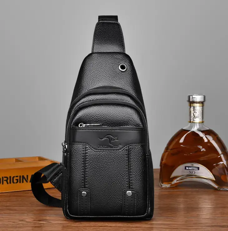 Сумка слінг чоловіча нагрудна чорна стильна повсякденна 1679 - фото 2