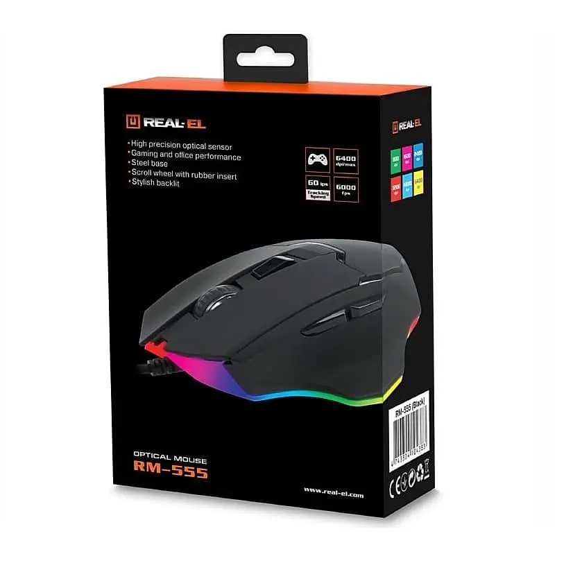 Миша Real-EL RM-555 USB Black (RM-555 USB Black) - фото 10