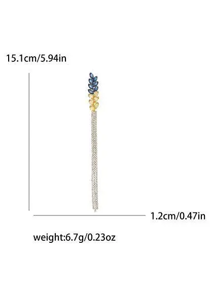 Брошь Колосок пшеницы со стразами пополам - фото 3