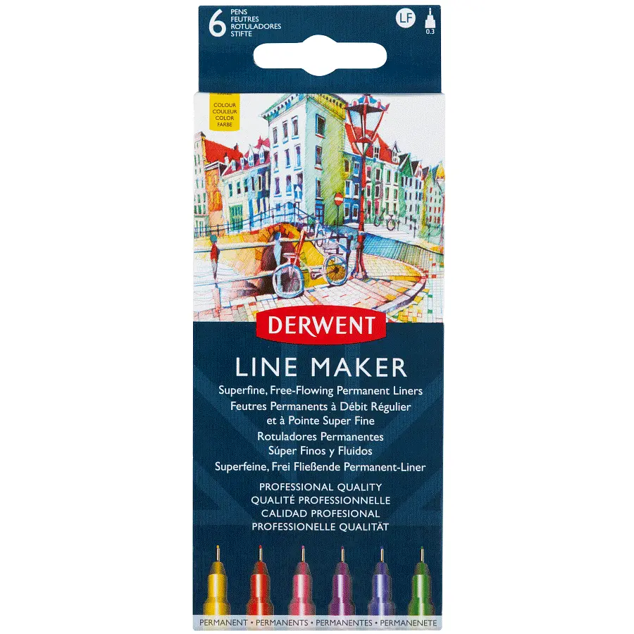 Набір лінерів Derwent Line Maker Colour, 6 шт кольорові